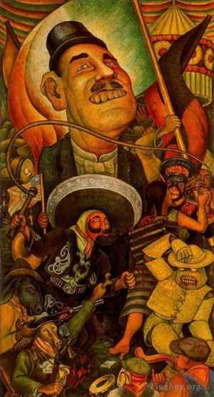 当代各类绘画作品《1936年墨西哥独裁生活嘉年华》