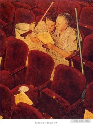 当代油画作品《剧院里的女佣,1946》
