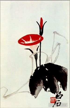 当代书法国画作品《摇曳的喇叭花,2》