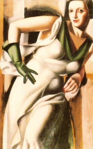 当代油画 - 《戴绿手套的女人,1928》