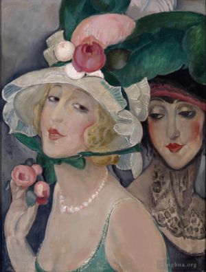 艺术家格尔达·韦格纳作品《两个带帽子的小屋莉莉和朋友》