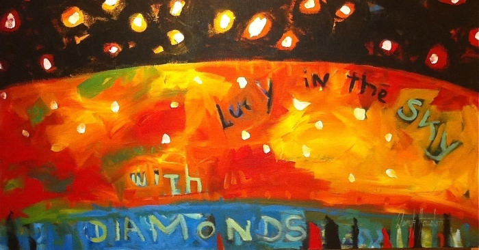 德里克·休斯敦 当代各类绘画作品 -  《空中的露西和钻石》