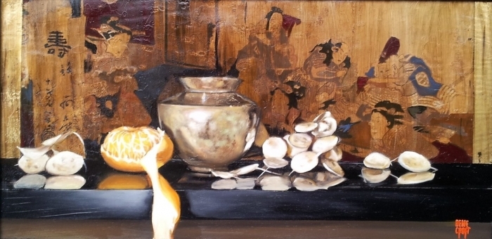 迪恩·克罗夫特画廊 当代油画作品 -  《以浮世绘为背景的静物》