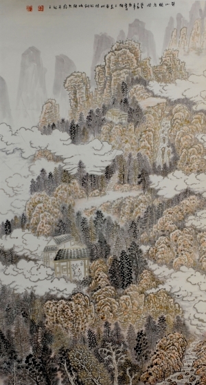 刘玉柱的当代艺术作品《苍山听鸟图》