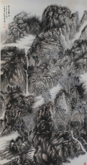 刘玉柱的当代艺术作品《秋山苍翠图》