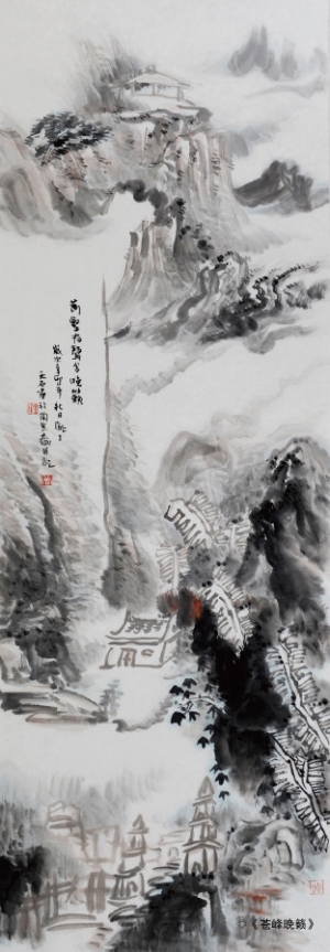 刘玉柱的当代艺术作品《苍峰晚簌》