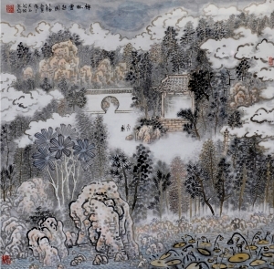 刘玉柱的当代艺术作品《禅林云起图》