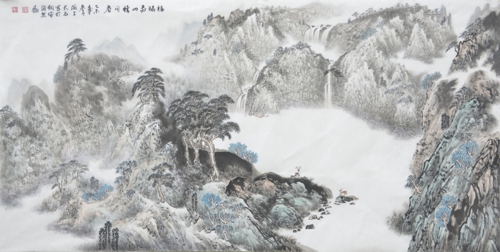 刘玉柱 当代书法国画作品 -  《福寿同春》