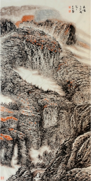 刘玉柱的当代艺术作品《秋岩夕照图》