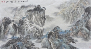 刘玉柱的当代艺术作品《青山飞瀑图》