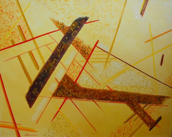 娜塔莉亚·布洛娃妮可 当代油画作品 -  《金字塔,1(双联画)》
