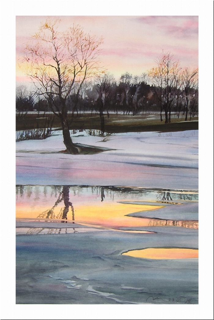 瓦列里·格拉乔夫 当代各类绘画作品 -  《春天里的落日》