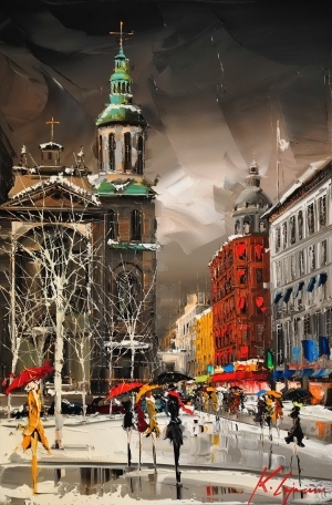 Kal Gajoum的当代艺术作品《刀画街景》