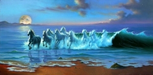 当代油画 - 《波浪之马》