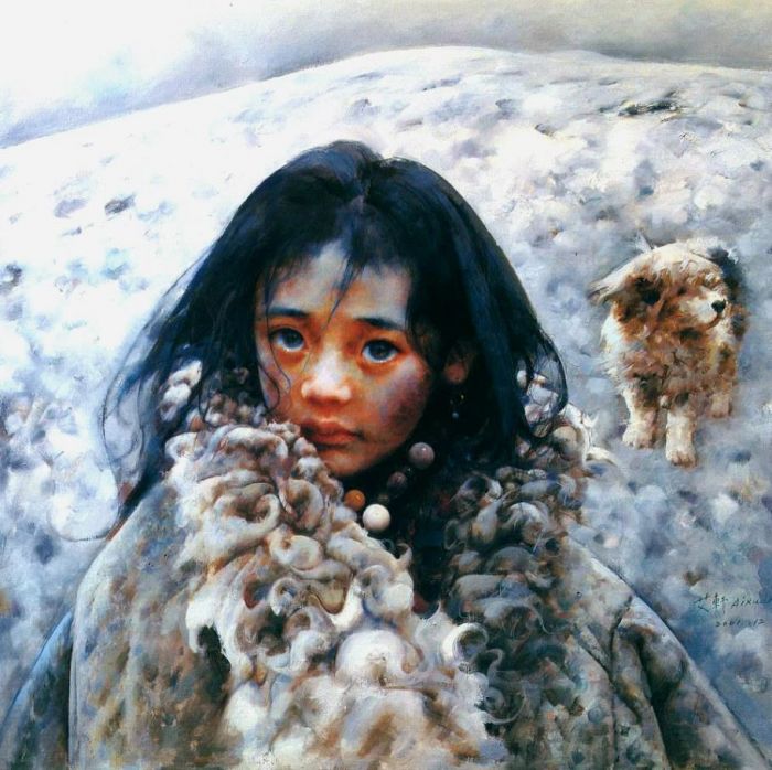 艾轩 当代油画作品 -  《暴风雪扫过荒原》