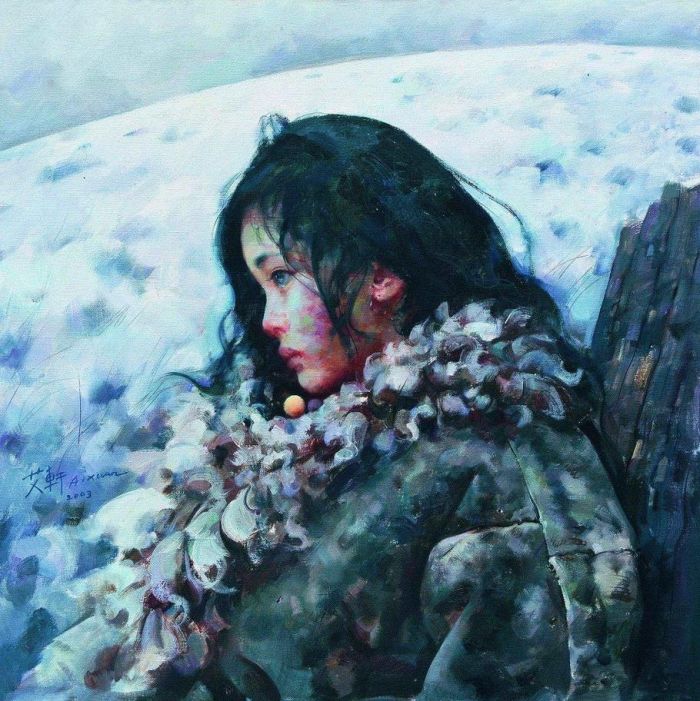 艾轩 当代油画作品 -  《雪静静地躺在地下》