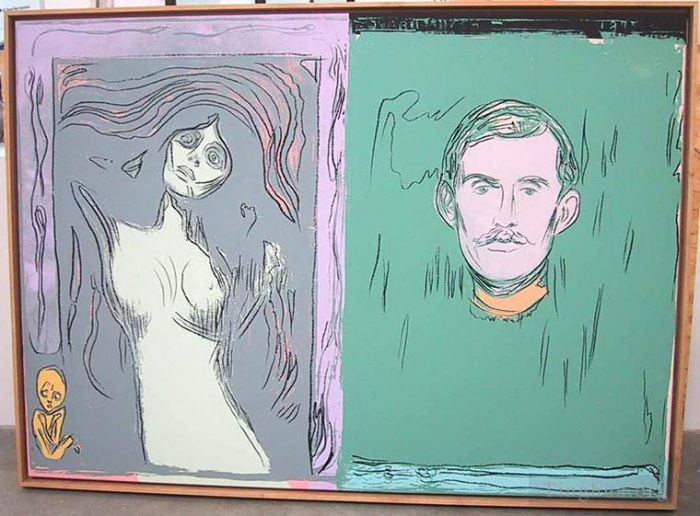 安迪·沃霍尔 当代各类绘画作品 -  《麦当娜和蒙克作品《骷髅手臂自画像》》