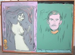 安迪·沃霍尔的当代艺术作品《麦当娜和蒙克作品《骷髅手臂自画像》》