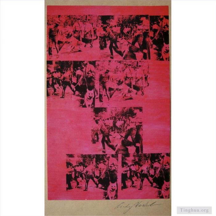 安迪·沃霍尔 当代各类绘画作品 -  《红色种族骚乱》