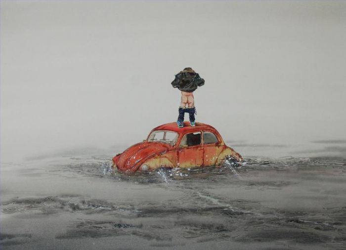 白露洋 当代各类绘画作品 -  《灰水2》
