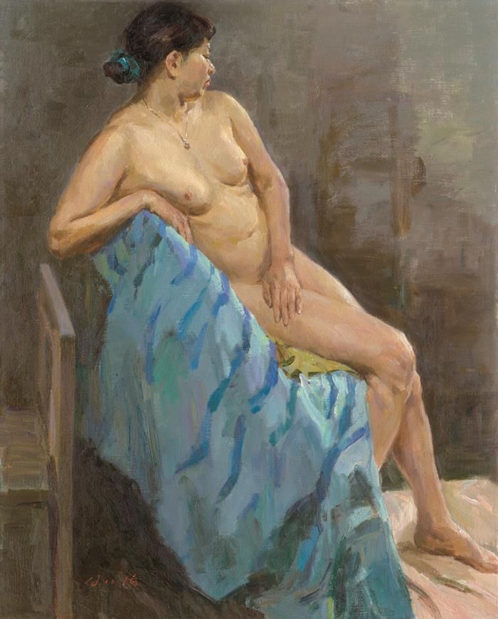 白仁海 当代油画作品 -  《倾斜的女人》