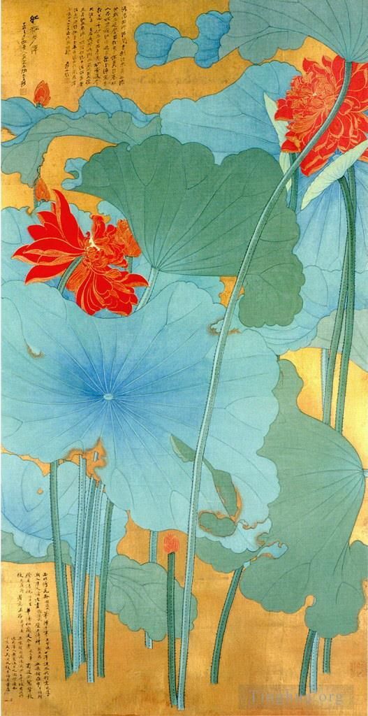 张大千 当代书法国画作品 -  《莲花,1948》