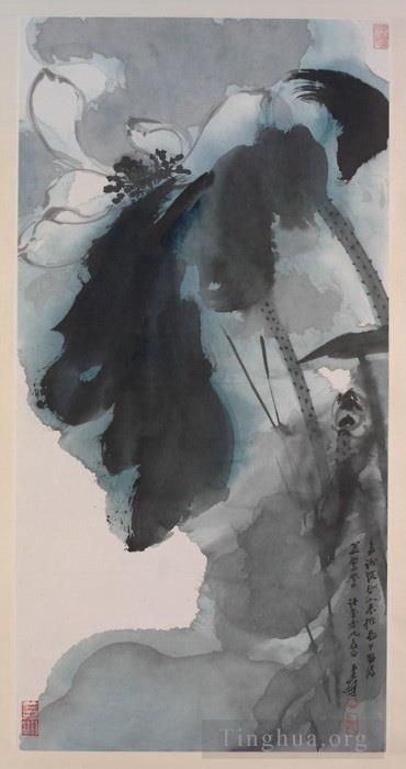 张大千 当代书法国画作品 -  《睡莲,1965》