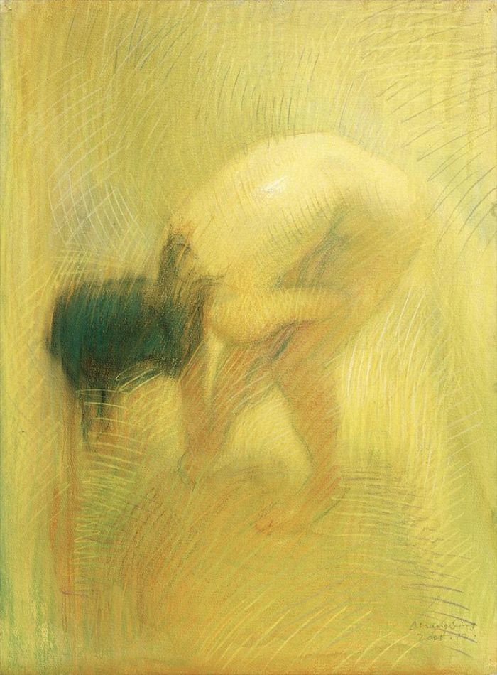 常青 当代各类绘画作品 -  《裸体从浴池中起来的少女,3》