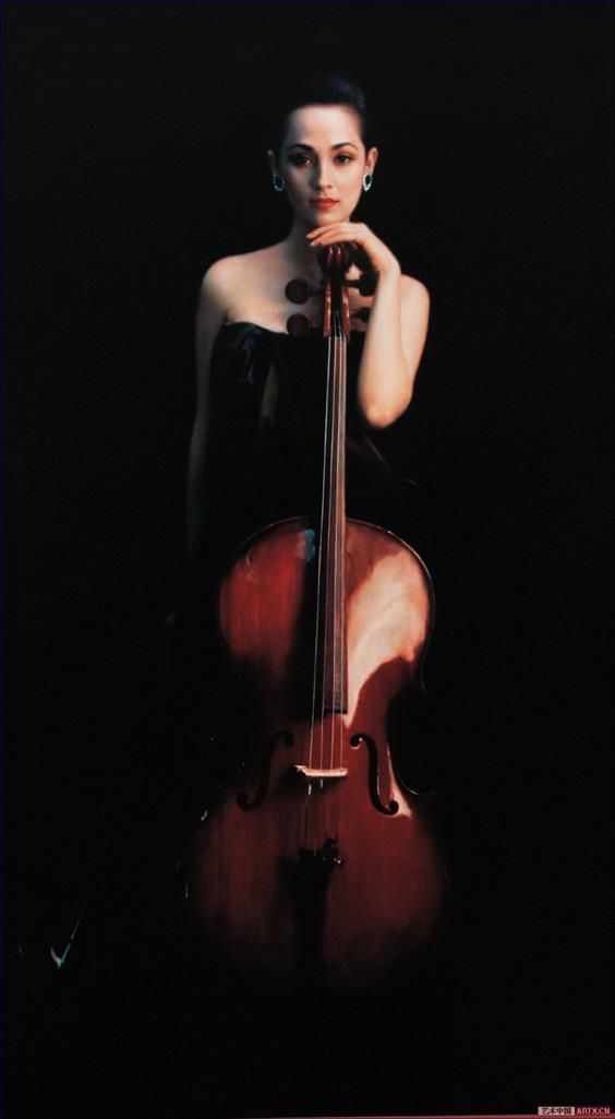 陈逸飞 当代油画作品 -  《大提琴少女》