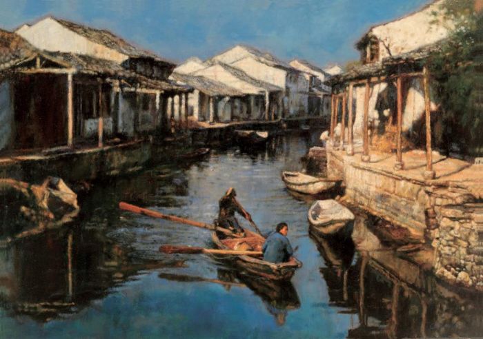 陈逸飞 当代油画作品 -  《故乡的桨声》