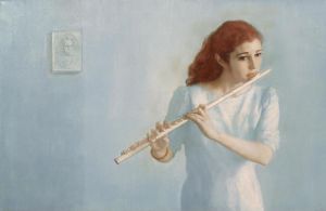 当代油画 - 《女长笛手》