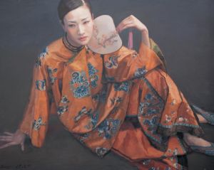 陈逸飞的当代艺术作品《持扇仕女》