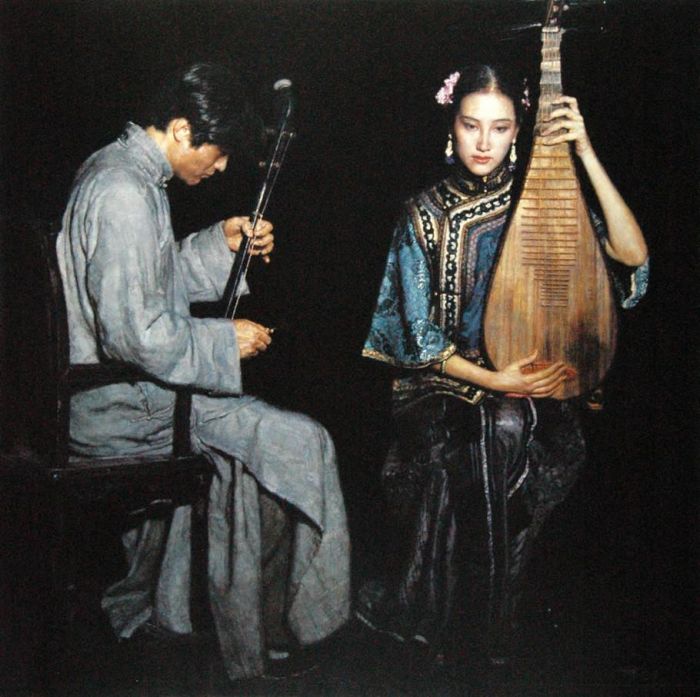 陈逸飞 当代油画作品 -  《恋歌,1995》