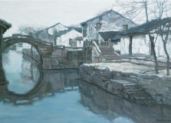陈逸飞 当代油画作品 -  《故乡的回忆-双桥》