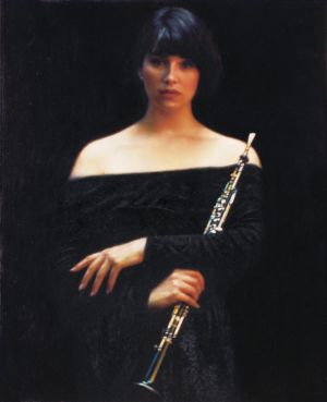 当代油画 - 《双簧管少女》