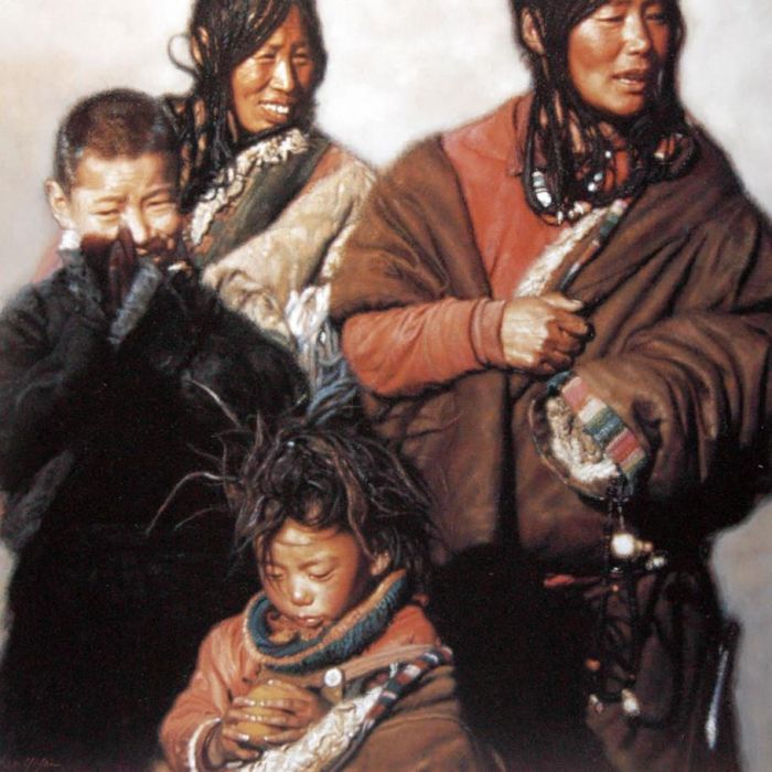 陈逸飞 当代油画作品 -  《藏族人家》