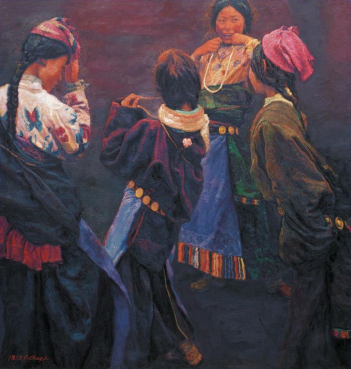陈逸飞 当代油画作品 -  《西藏少女,2004》