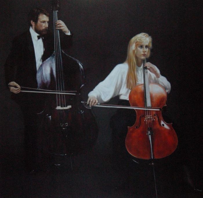 陈逸飞 当代油画作品 -  《中提琴和大提琴手》