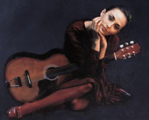 当代油画 - 《女人与吉他》