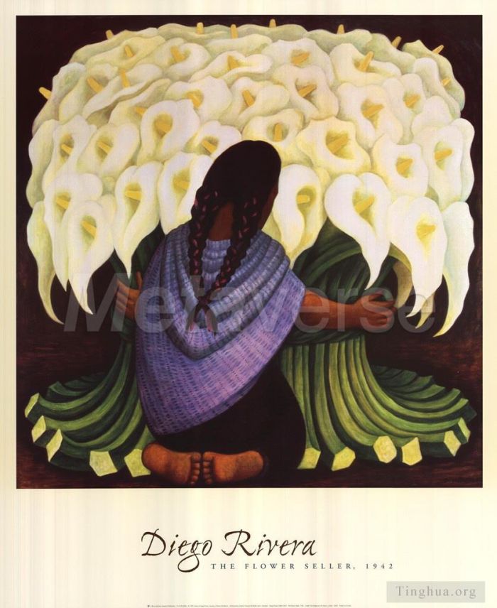 迭戈·里维拉 当代油画作品 -  《卖花人,1942》