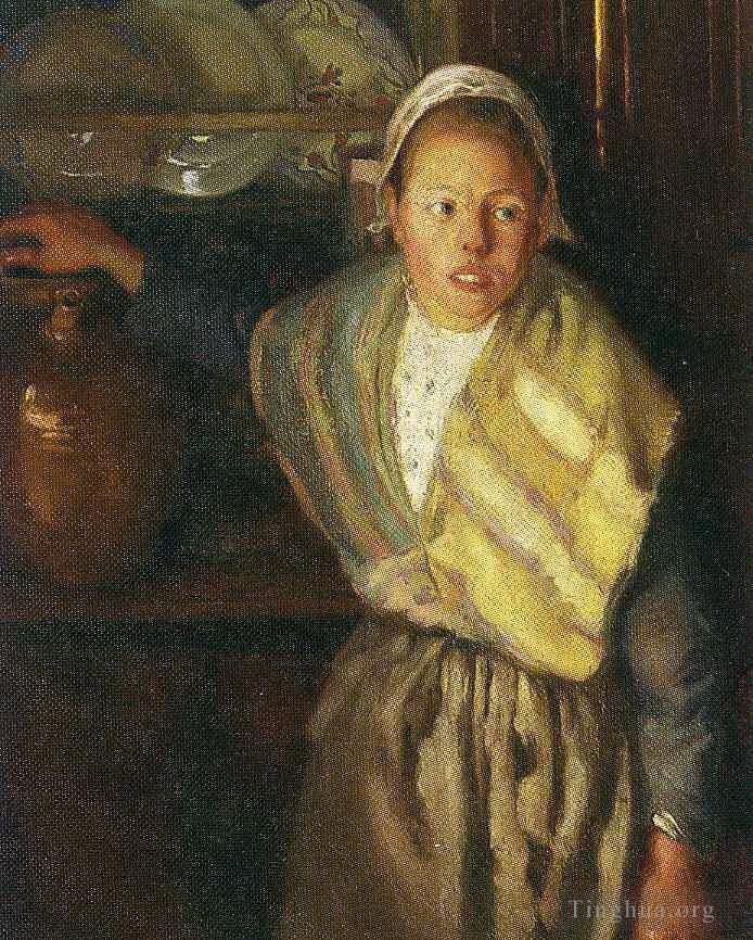 迭戈·里维拉 当代油画作品 -  《布列塔尼女孩,1910》