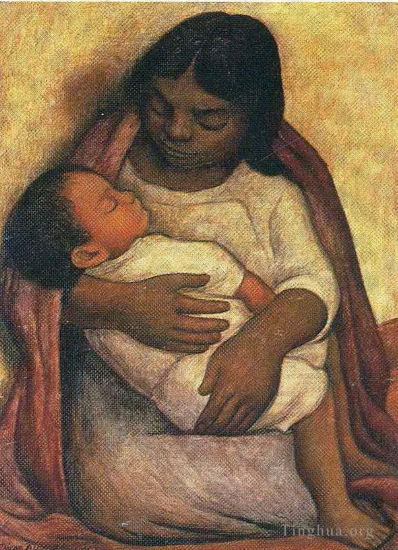迭戈·里维拉 当代油画作品 -  《德尔菲娜和迪马斯》