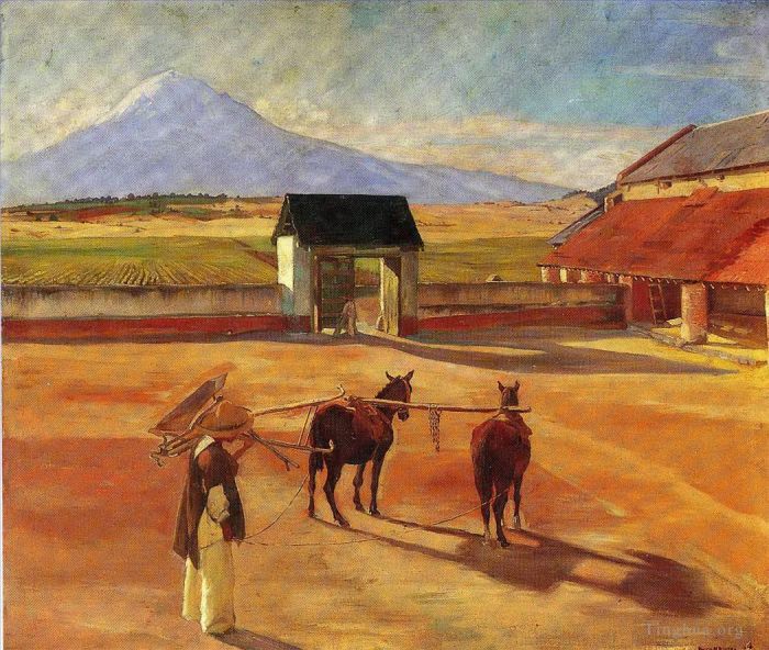 迭戈·里维拉 当代油画作品 -  《打谷场时代,1904》