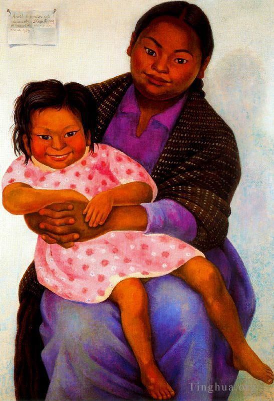 迭戈·里维拉 当代油画作品 -  《马德斯塔和伊内西塔肖像,1939》