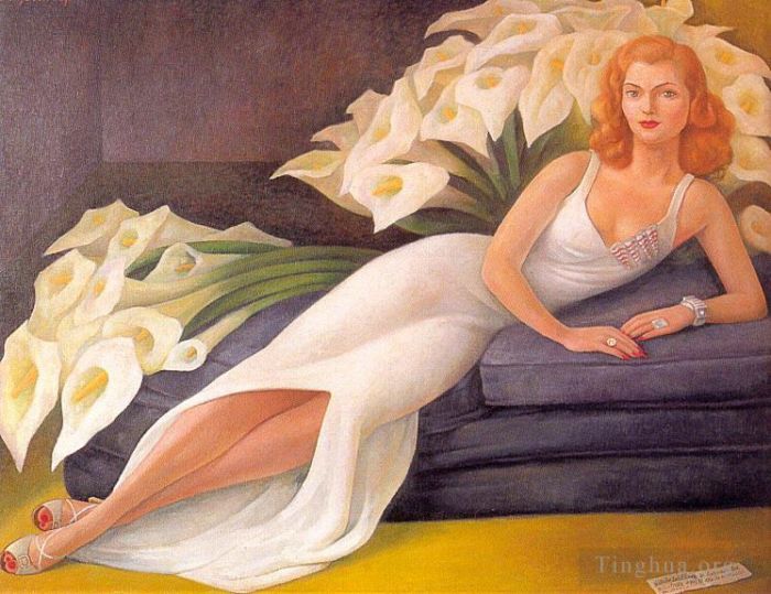 迭戈·里维拉 当代油画作品 -  《娜塔莎·扎科瓦·格尔曼的肖像,1943》