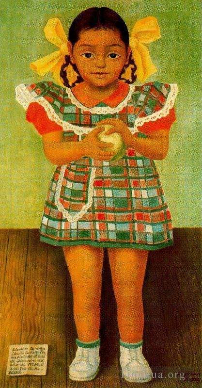 迭戈·里维拉 当代油画作品 -  《年轻女孩埃莱尼塔·卡里略·弗洛雷斯的肖像,1952》