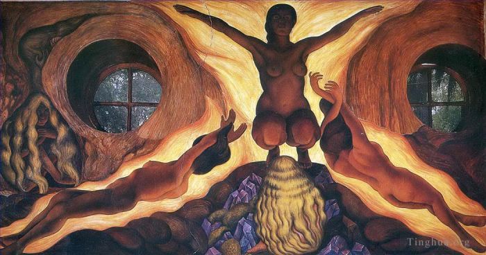 迭戈·里维拉 当代油画作品 -  《地下力量,1927》