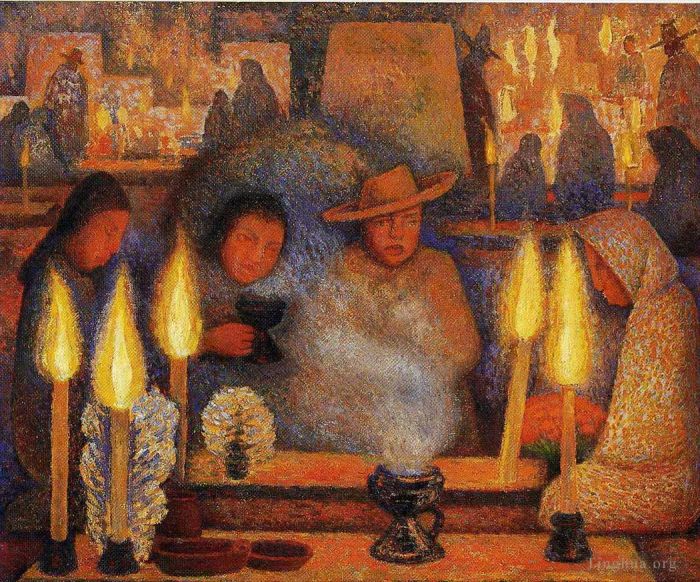 迭戈·里维拉 当代油画作品 -  《1944年亡灵节》