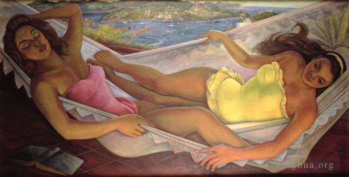 迭戈·里维拉 当代油画作品 -  《吊床,1956》