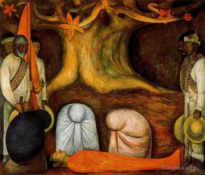 迭戈·里维拉 当代油画作品 -  《革命斗争的不断更新,1927》